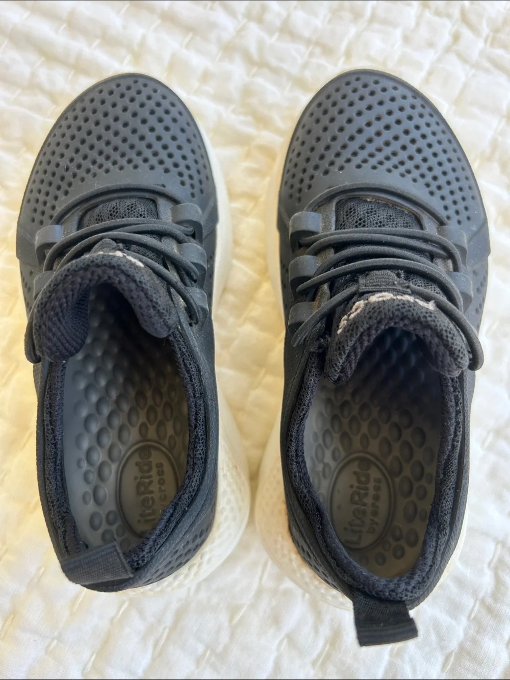 CROCS Kids Black and White LiteRide Sneakers